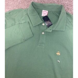 Brothers Brothers Green Long Sleeve Polo Shirt Cotton Mens Large Golden Lamb